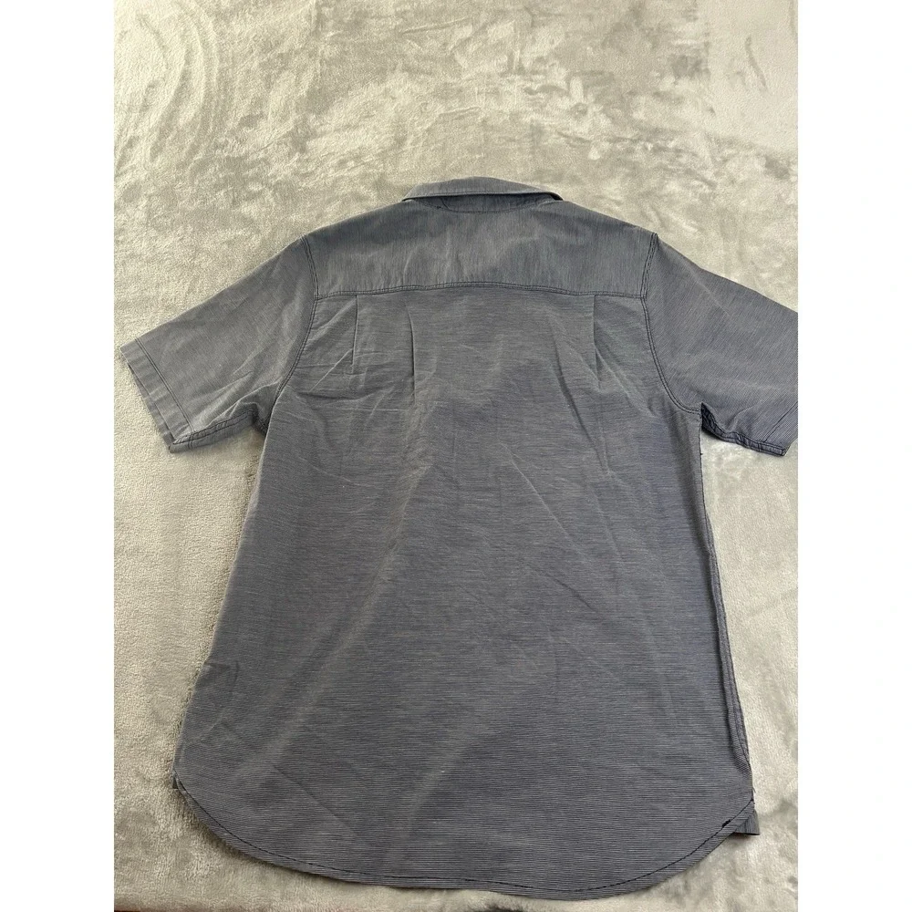 The North Face Mens Shirt Medium Blue Striped Short Sleeve
